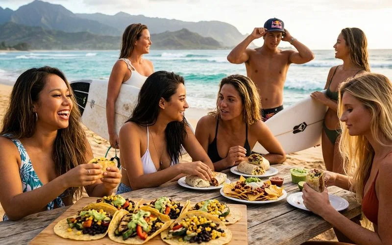 Grilled vegetable tacos on corn tortillas with black beans avocado crema and roasted corn